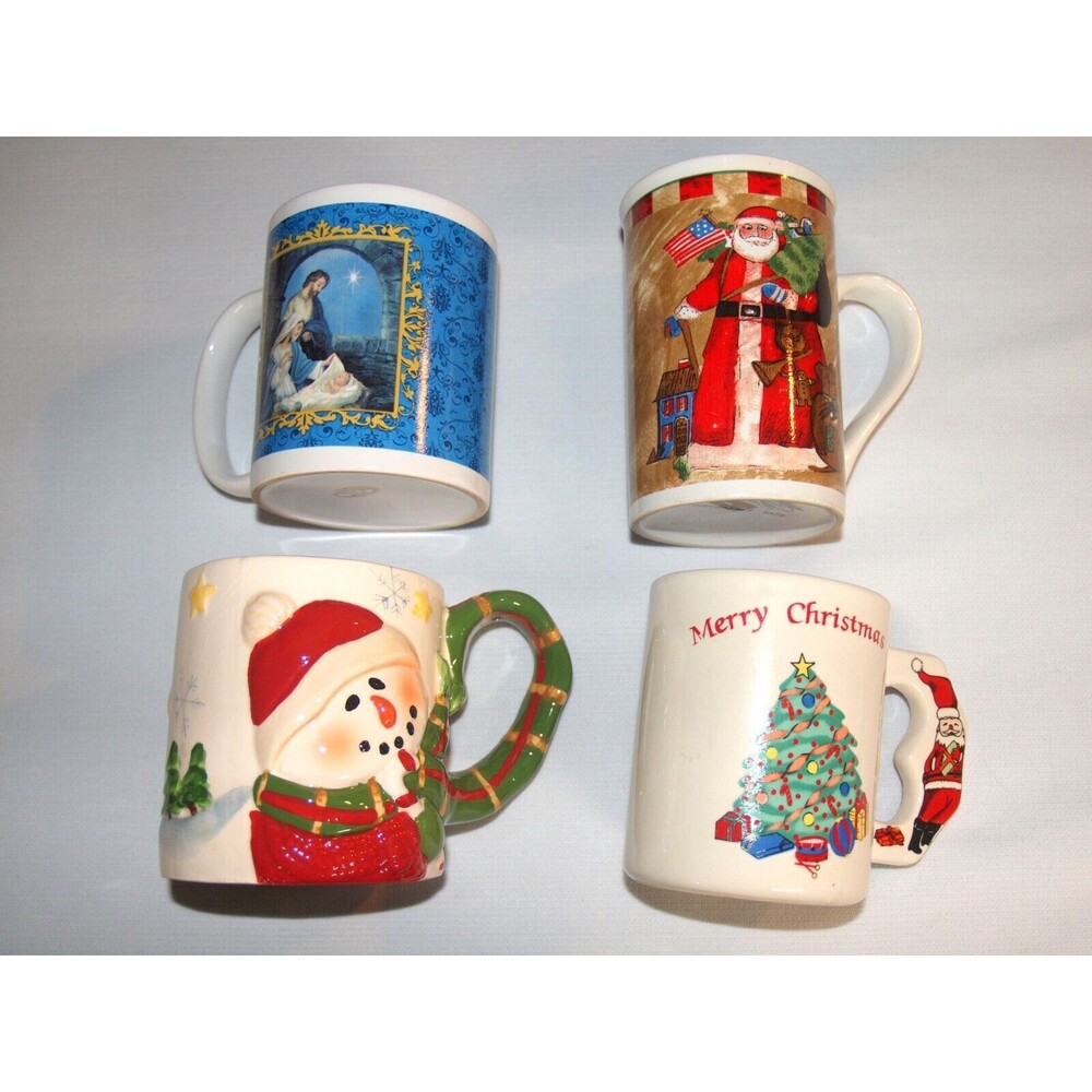 Christmas Mugs Lot Vintage Christmas Mugs Hot Coco